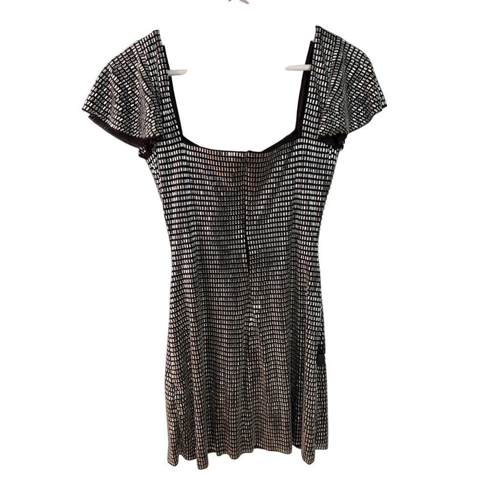 Self-Portrait Grey Rhinestone Mesh Mini Dress - Picture 10 of 12
